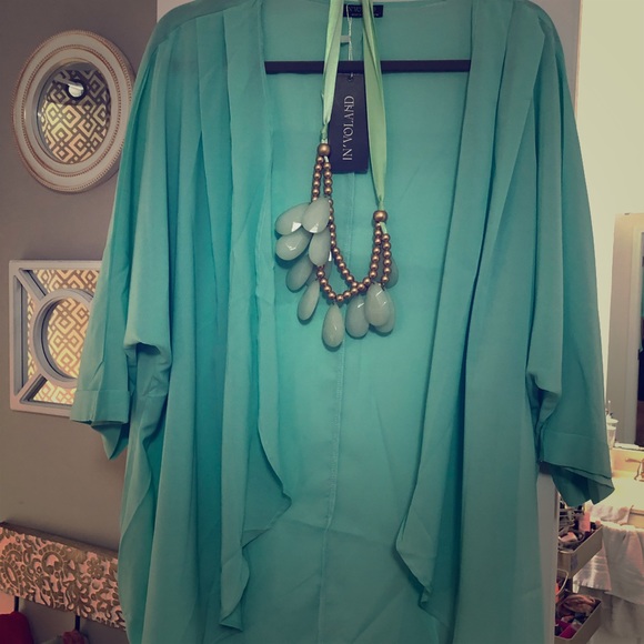 Tops - NWT! Mint green sheer kimono